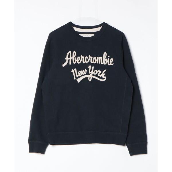 「Abercrombie&amp;Fitch」 刺繍スウェットカットソー S ネイビー レディース