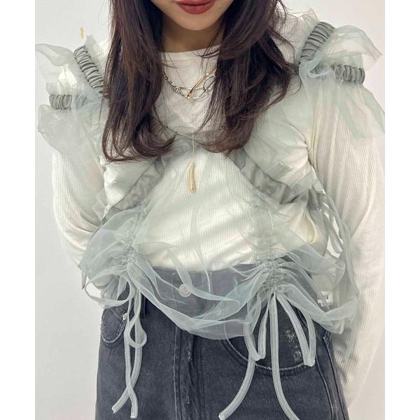 ベスト ジレ マルチWAYチュールフリルビスチェ レディース