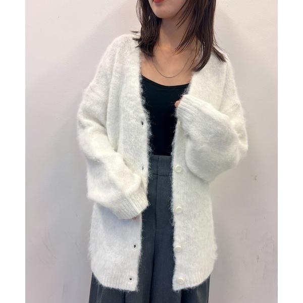カーディガン ウール混起毛カーディガン レディース