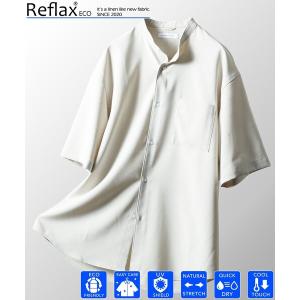 シャツ ブラウス メンズ Reflax/リフラクス バンドカラー ショートスリーブシャツ/リラックスフィット｜ZOZOTOWN Yahoo!店