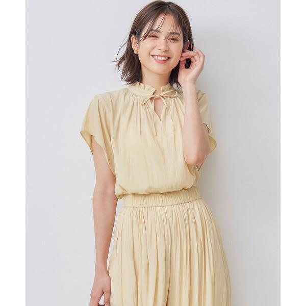 ブラウス シャツ 「前後着用可」ギャザーライトデシン ブラウス レディース