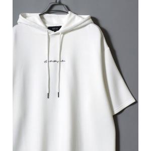 パーカー 冷感 ANPAS Ponte Fabric Embroidery Oversized Hoodie Tee/ANPAS 別注 接触冷感 ポンチ ワンポイント刺繍 オーバーサイズ Tパーカー 半袖 フー…