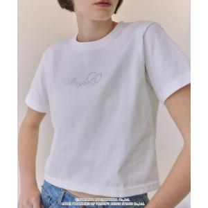 レディース tシャツ Tシャツ 「ANGEL BLUE×ADAM ET ROPE」 ラインストーンプリントTシャツの商品画像