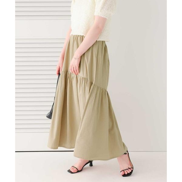 スカート コットン混ティアードデザインスカート
