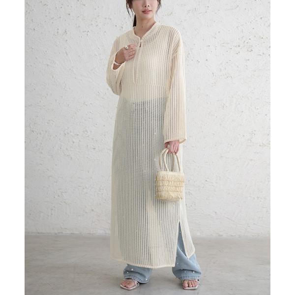 ワンピース シースルースリット入りマキシワンピース