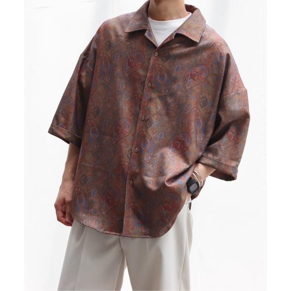 「INTER FACTORY」 7分袖シャツ LARGE ブラウン メンズ