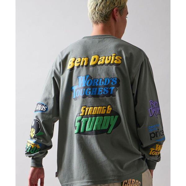 「BEN DAVIS」 長袖Tシャツ LARGE カーキ メンズ