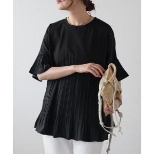 tシャツ プリーツフレア切替トップス レディース