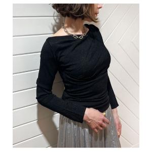 tシャツ 「DESERT ROSE/デザートローズ」アシメトリーボートネックラメカットソー レディース