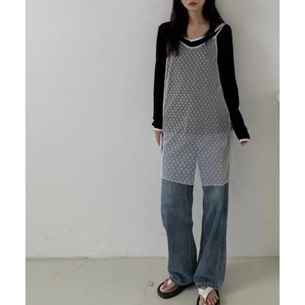 キャミソール シアー小花柄 レイヤリングキャミソール