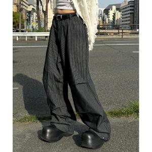 パンツ デニム ジーンズ メンズ ストリートファッション Chikashitsu + チカシツプラス snap button hickory stri