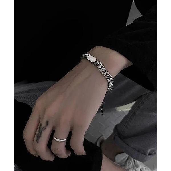 ブレスレット 「WARAIJOGO」EK62/シルバープレートチェーンブレスレット(NEZ) メンズ...