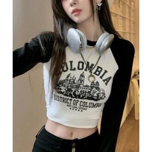 shopnikoniko（ショップにこにこ） tシャツ ショート丈 ロンT ラグラン