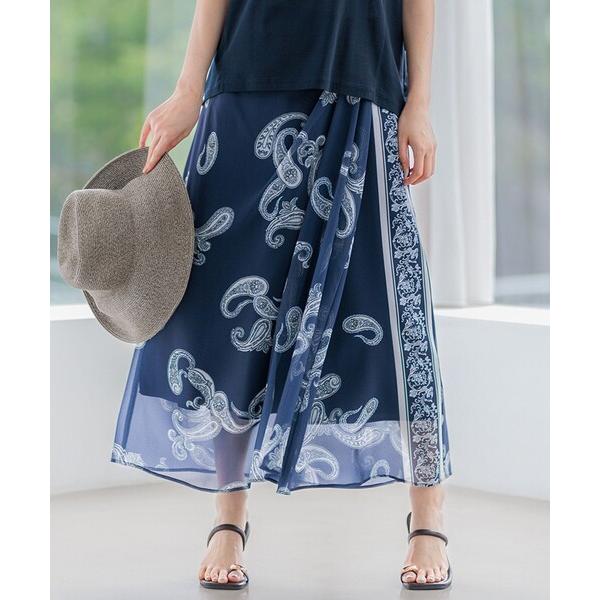 スカート 「洗える」Ratti ペイズリーシフォン スカート