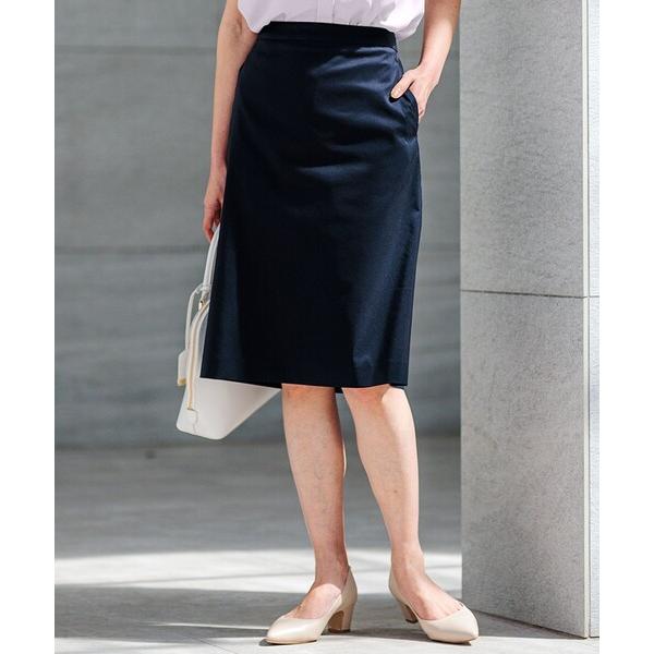 スカート 「洗える/セットアップ対応」グロッシーコットンシャンブレー タイトスカート
