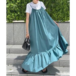 ワンピース 裾フレアギャザーキャミワンピース