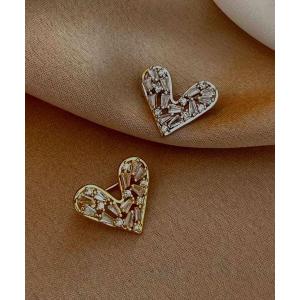 日本製）キュービックジルコニア ハートデザインリング/BR-3848 : NKJ