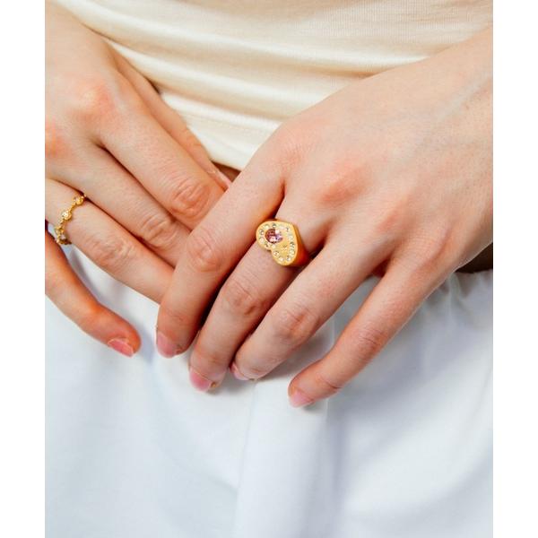 レディース 指輪 「NEW」Heart stone embed ring