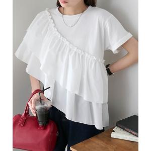 tシャツ 半袖 半袖フリルサッシュドッキングTE...の商品画像