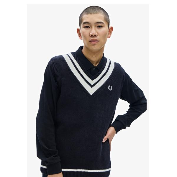 メンズ 「FRED PERRY」 Vネックニット M ブラック