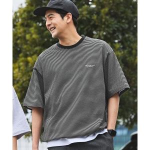 tシャツ 「THE CRAFT CREW PRODUCTS」ドロスト ファンクショナルファブリック ビッグシルエット ボーダークルーネック半袖Tシャツ
