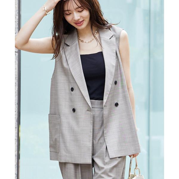 ベスト ジレ 「セットアップ対応」リネンライクジレ レディース