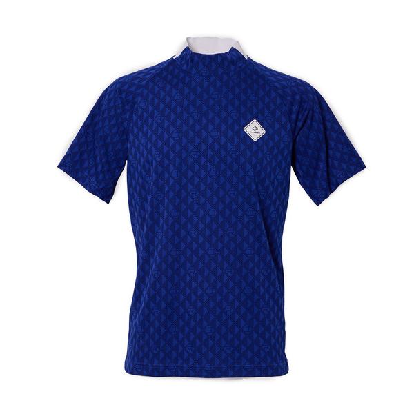 メンズ tシャツ Tシャツ 「UV」「吸水速乾」ダイヤ柄ジャカード半袖モックネックシャツ