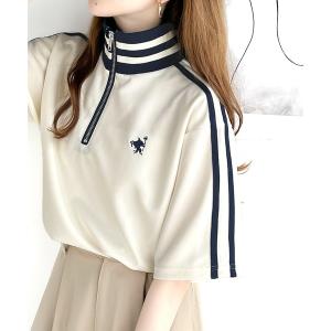 tシャツ 「Javaジャバコラボ」Y2Kムードを大人っぽく着こなす。ハーフジップ半袖胸刺繍トラックプルオーバー レディース｜ZOZOTOWN Yahoo!店
