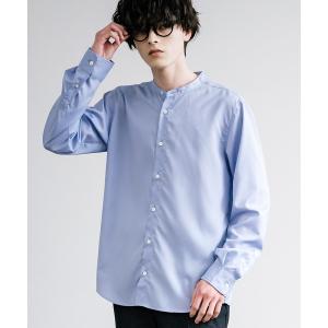 シャツ ブラウス メンズ 日本製 国産 接触冷感リサイクルポリエステルバンドカラーシャツ｜zozo