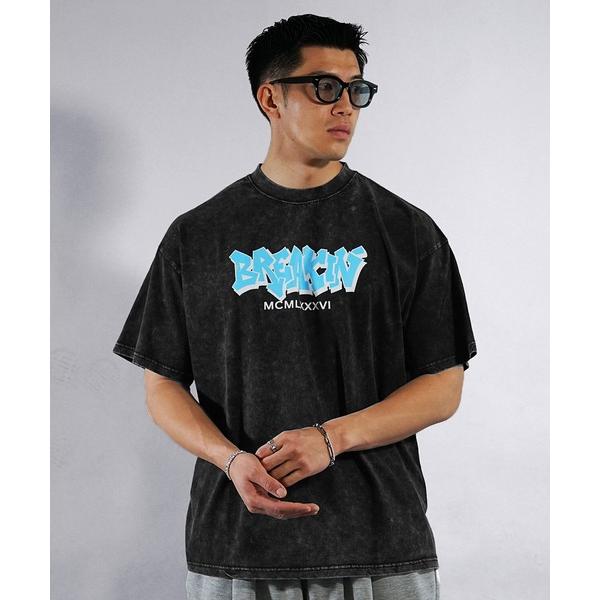 tシャツ ルーズシルエット ピグメント加工半袖Tシャツ メンズ ロゴTシャツ ビッグシルエット メン...