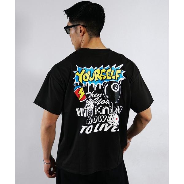 tシャツ ルーズシルエット 天竺半袖Tシャツ メンズ オーバーサイズ tシャツ プリント 春服 メン...