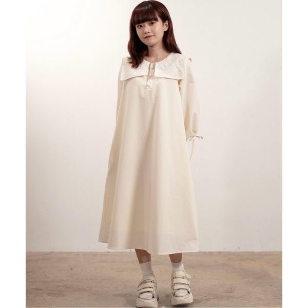 ワンピース レースセーラー襟のリボンワンピース　made in INTER FACTORY