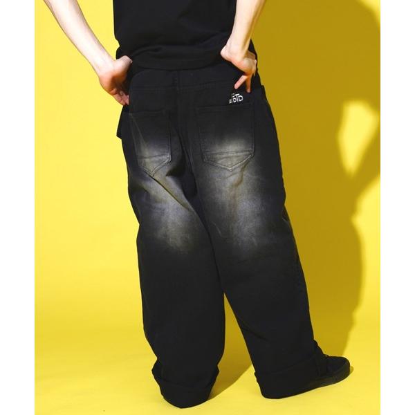 ジーンズ カラーデニム ルーズシルエット ヴィンテージメイク レトロ ピグメントデニム ブラスト加工...