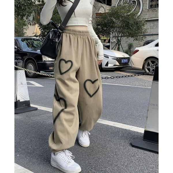 スウェットパンツ ジャージ 「CANVAS+」ハートペイントスウェットパンツ レディース