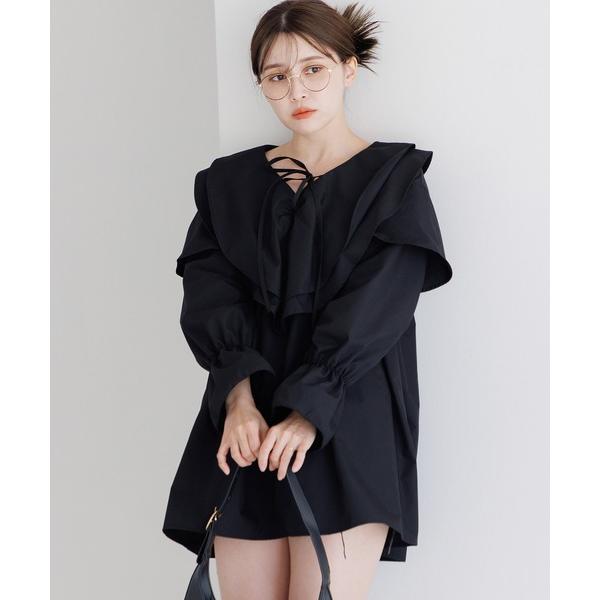 ブラウス シャツ フリルカラーキャンディースリーブブラウス（チュニック） レディース