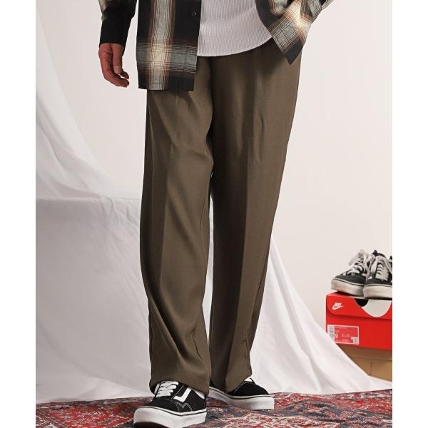 スラックス ストレッチタックワイドパンツ メンズ