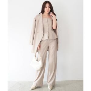 スラックス パンツ センタープレスストレートパンツ レディース