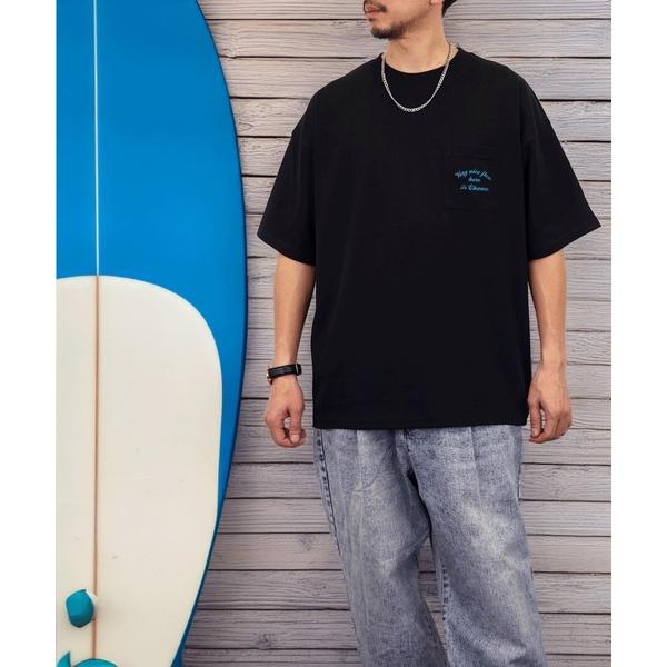 tシャツ 「GROOVY STORE」オーバーサイズ 胸ポケットワンポイント刺繍Tシャツ メンズ レ...
