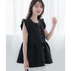 ベスト ジレ バイカラーペプラムニットジレ レディースの商品画像