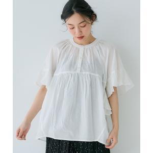 ブラウス シャツ 袖フリルコットンブラウス レディース