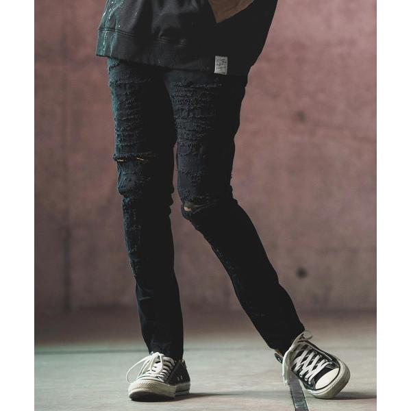 パンツ mp12250- Distressed black pants カツラギパンツ メンズ
