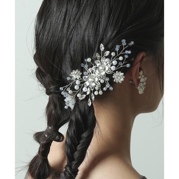 ヘアクリップ メタル シャープ フラワー ヘアクリップ ヘッドドレス 結婚式 お呼ばれ オケージョン