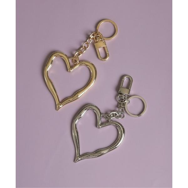 チャーム ハート メタル 大きめ チェーン キーリング キーホルダー レディース