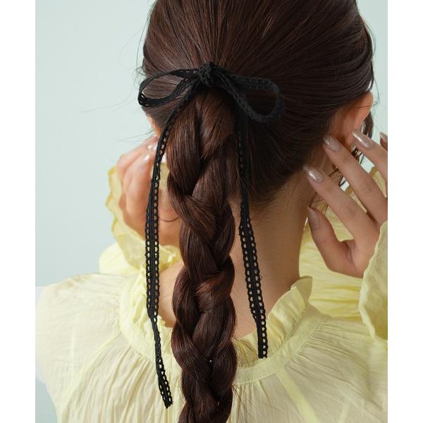ヘアゴム コットンレース ロングリボン チビシュシュ ミニシュシュ