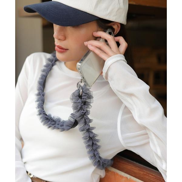 チュール フリル ギャザー スマホショルダー ストラップ