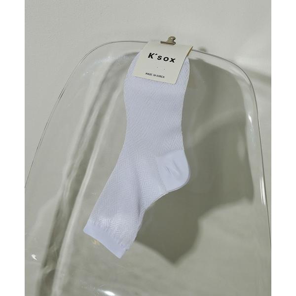 靴下 シースルー 幾何学模様 リブ メッシュ クルーソックス 靴下 韓国 レディース