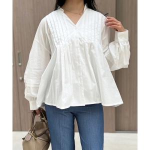 ブラウス シャツ Vネックボリュームスリーブフレアブラウス レディース