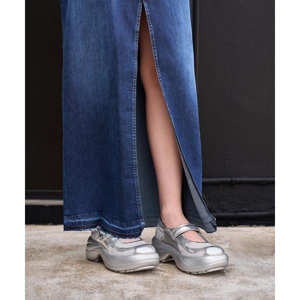 スニーカー メッシュ カーブプラットフォームメリージェーン レディース