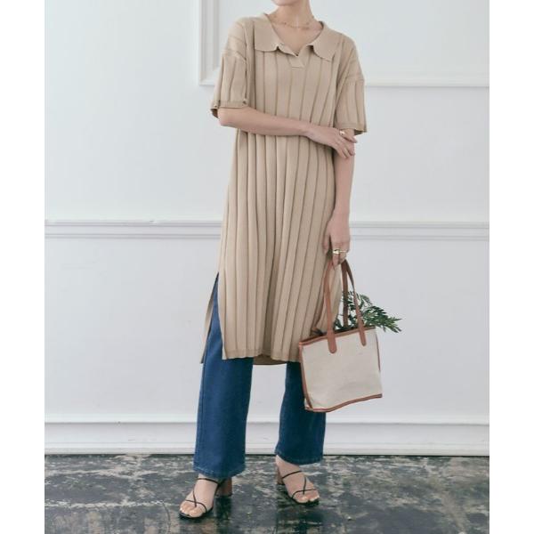 ワンピース ワイド リブ サマー ニット ワンピース