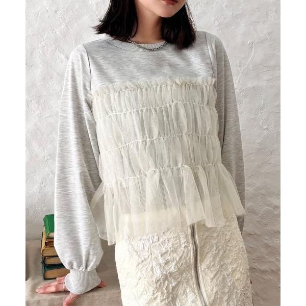 パーカー チュールビスチェ付きショートスウェット レディース